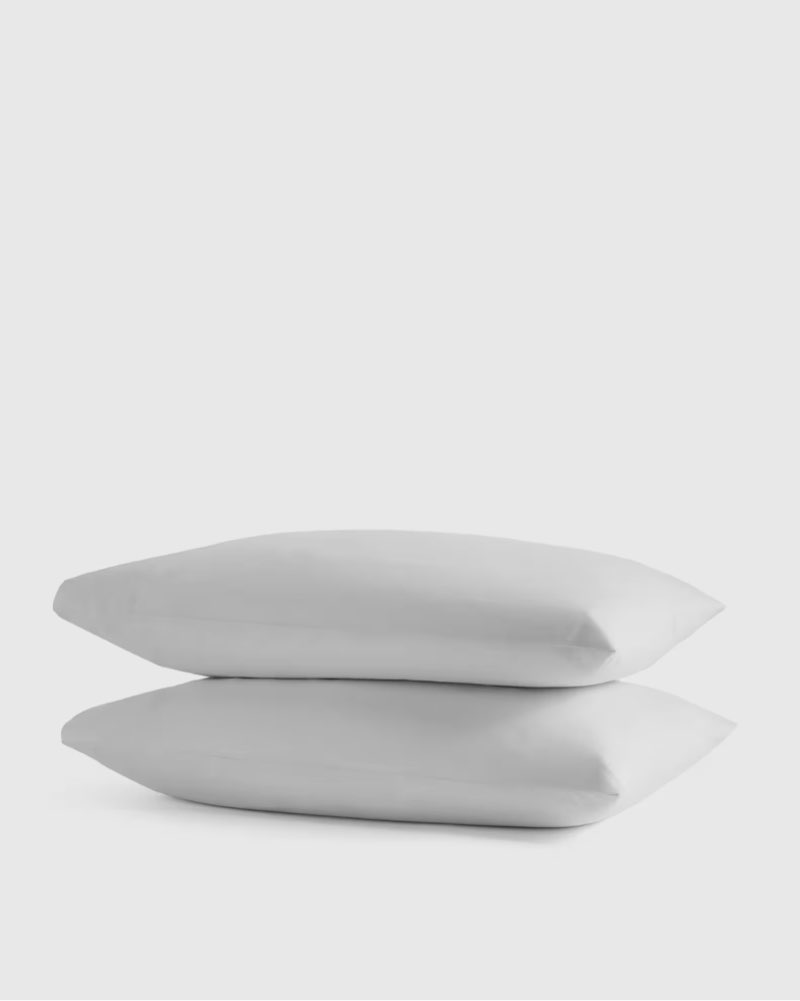 organic crisp percale pillowcase set king, light grey