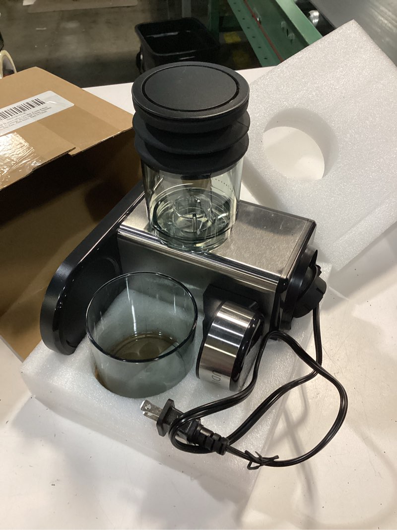 Condition photo showing New/Like New for Home Coffee Grinder, Conical Burr Grinder with 25 Settings, 60-Second Timer, Stainless Steel, Anti-Slip Base, Anti-Static, Easy to Clean