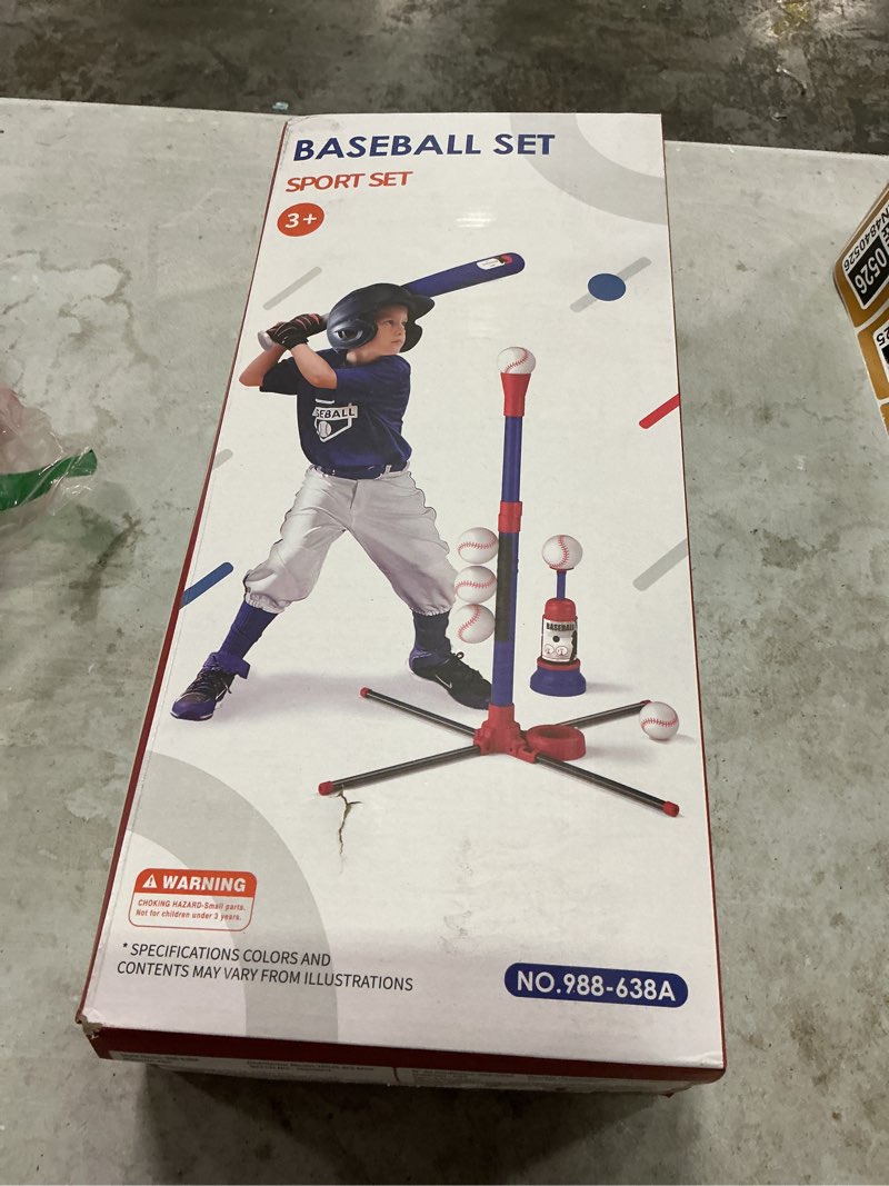 Condition photo showing New/Like New for hyes 3-in-1 baseball set for kids 3-5 - tee ball stand, hanging tee, ball launcher and 6 softballs - adjustable height, indoor/outdoor sport gifts for boys girls, blue 3in1-blue