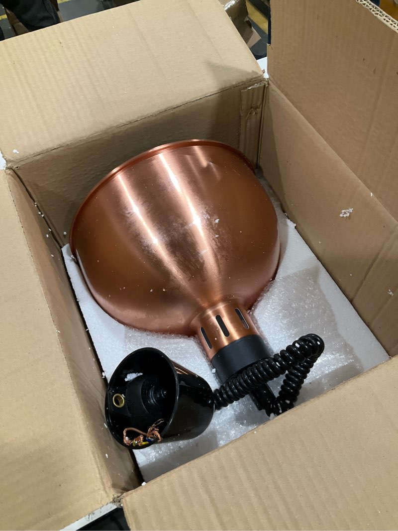 Condition photo showing As Is for JIAWANSHUN Commercial Food Warmer Retractable Heat Lamp with 250W Bulb for Catering and Restaurant Food Heating Supplies Red Copper