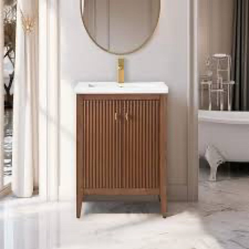 Mumbai 24" Single Bath Vanity in with Drop-In White Ceramic Basin Top