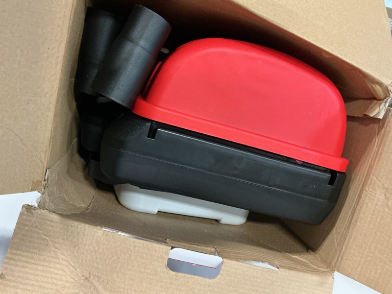 Condition photo showing Good Condition for Kids Play Kitchen Toys, Kids BBQ Grill Playset with Smoke Sound Light, 2-Layer Barbecue Toy with Wheel, Outdoor Play Grill Toys for Toddlers 3-5, Play Food Toys Cooking Set, Birthday Gift for Boy Girl Black and Red