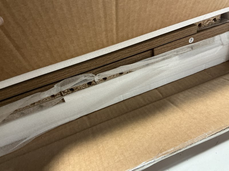 Condition photo showing Good Condition for SICOTAS Rattan Nightstand,Rattan Decor Drawer with Brass Knobs Night Stand Bedside Table Boho End Tables Side Tables with Storage Shelf for Bedroom,Small Space Carbon Cherry 1