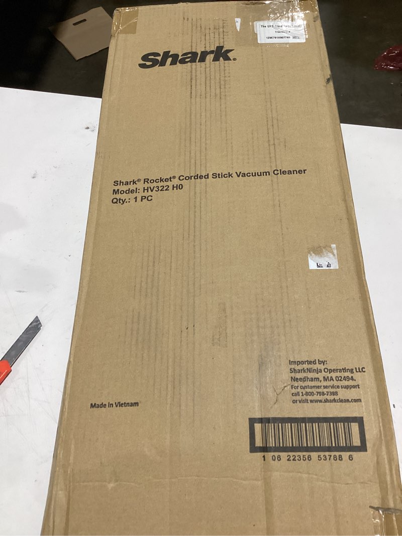 Condition photo showing Good Condition for Shark HV322 Rocket Pet Plus Corded Stick Vacuum with LED Headlights, XL Dust Cup, Lightweight, Perfect for Pet Hair Pickup, Converts to a Hand Vacuum, with (2) Pet Attachments, Bordeaux/Silver Rocket Deluxe w/ headlights