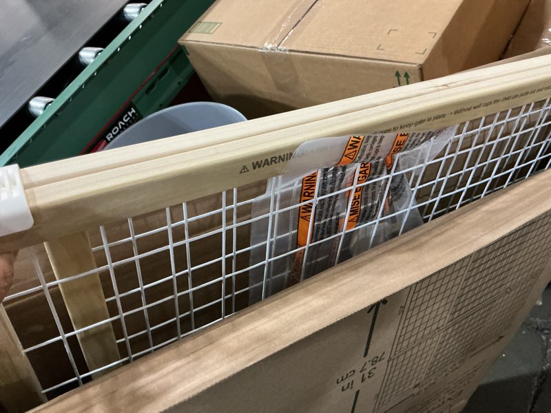 Condition photo showing Good Condition for toddleroo by north states - extra-wide wire mesh wooden baby gate: pressure mounted baby gate for doorways - adjustable 29.5 to 50 inches wide - 31 inches tall