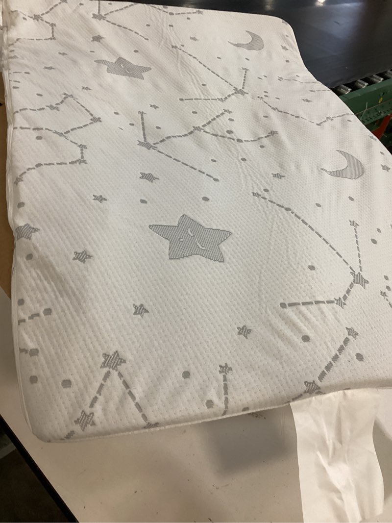 Condition photo showing As Is for yening pack and play mattress topper baby pack n play mattresses for playpen and playard with washable cover 38"x26"x1", 1 pack firm foam normal 38"x26"x1"