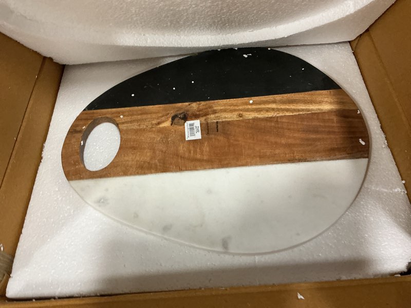 Condition photo showing New/Like New for Bloomingville Marble and Acacia Wood Cutting Board with Handle, Multicolor