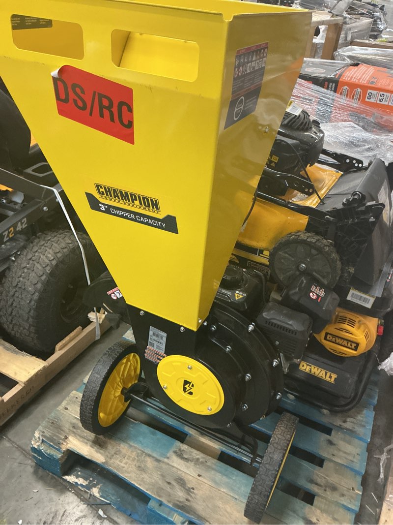 Condition photo showing As Is for 3 in. dia 224 cc 2-in-1 upright gas powered wood chipper shredder