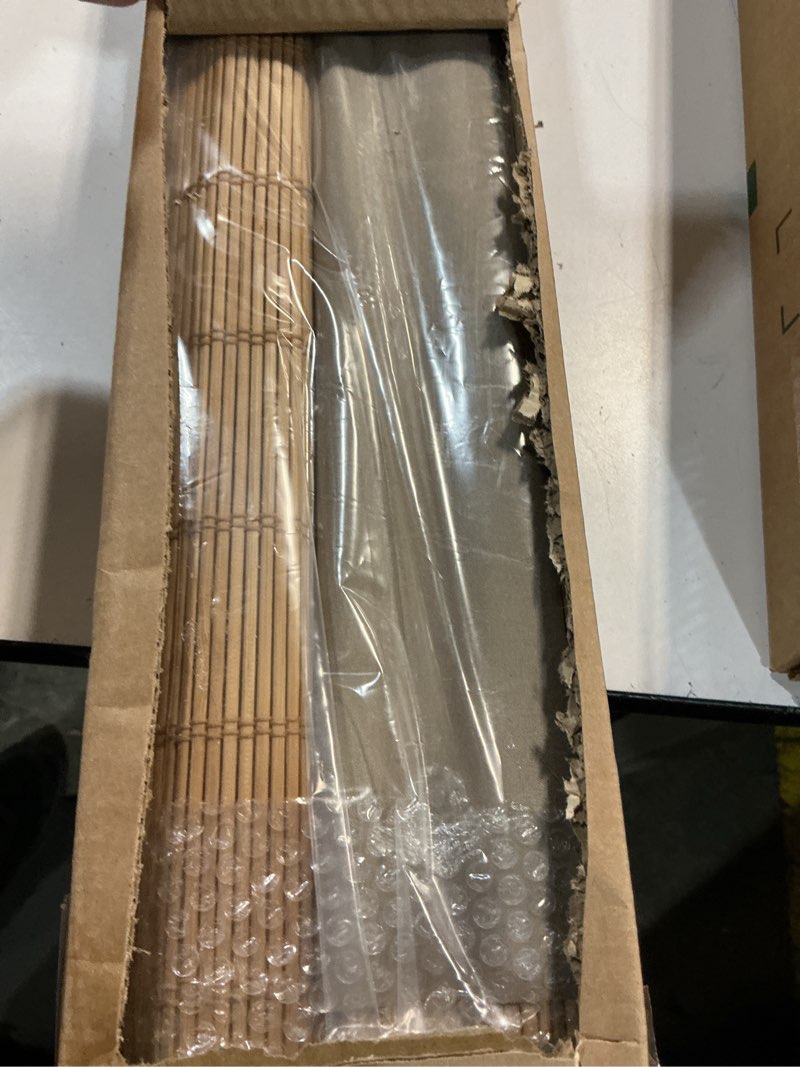Condition photo showing Good Condition for LazBlinds Cordless Blackout Bamboo Roman Shades, Room Darkening Blinds for Interior Windows, Thermal Insulated Roll Up Bamboo Blinds for Home & Patio, 30" W x 64" H, Papara Carbon Blackout - Papara Carbon 30" W x 64" H