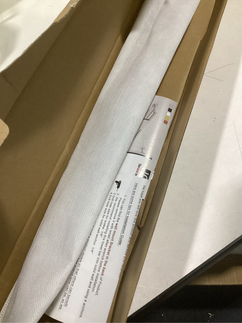 Condition photo showing Good Condition for JQK Gold Bath Towel Bar, 27 Inch 304 Stainless Steel Thicken 0.8mm Bath Towel Rack Bathroom, Bath Towel Holder Brushed Gold Wall Mount, Total Length 29.41 Inch, TB250L27-BG