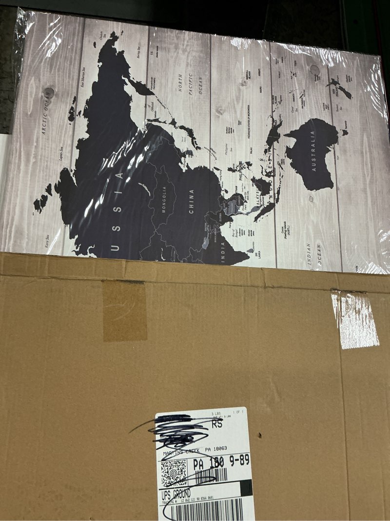 Condition photo showing New/Like New for HUADAOART World Map Wall Art Canvas Print Poster Vintage Photos Painting Nautical Office Decor - 1 Panels Large Modern Framed Art Map of The World Canvas Wall Art for Living Room Home Decor 40x20inch 40"L x 20"W Vintage World Map