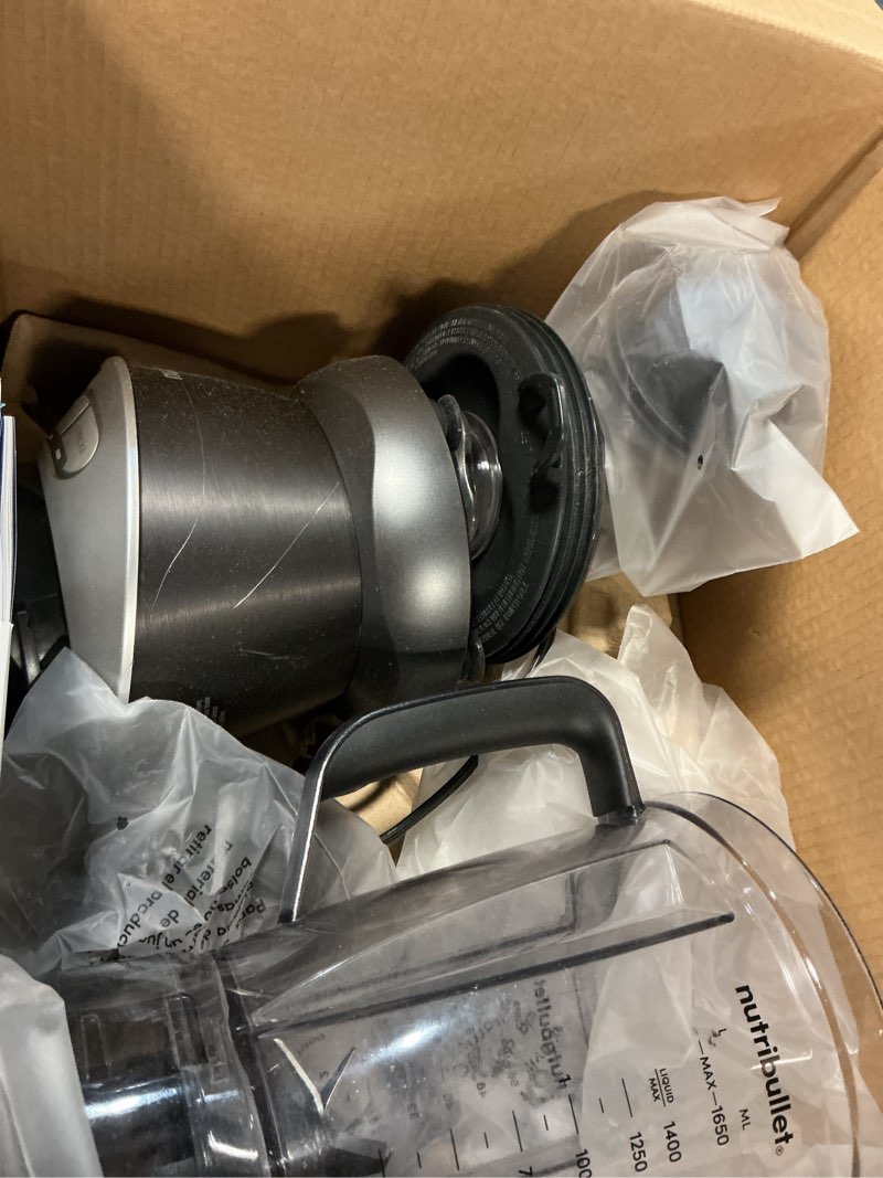 Condition photo showing As Is for nutribullet smartsense blender combo, 1400w, 64oz pitcher, 32oz & 24oz cups, 5-speed, smoothies, ice and frozen fruit, nut milk, soup, matte black, nbf50700ak