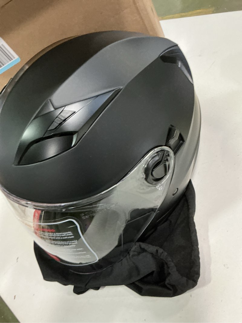 Condition photo showing Good Condition for Motorcycle Helmet,Adult Motorbike Helmet Double Visor 3/4 Open Face Sun Shield Keep Warm Against Wind in Winter DOT Approved for Men and Women (Black, X-Large) X-Large BLACK