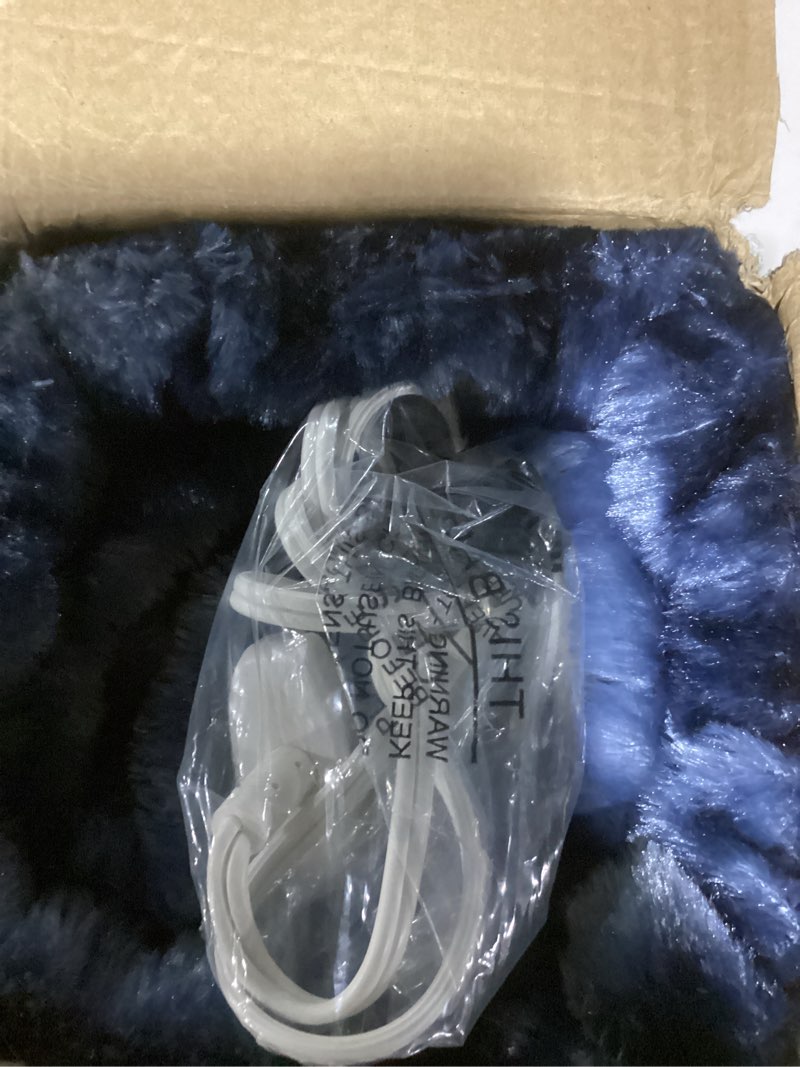 Condition photo showing New/Like New for Cushious Electric Heated Blanket Throw 50''x60''Size Faux Fur Heating Blanket 10 Heating Settings, 1-8h Timer & Overheat Protection, Machine Washable, Soft Flannel and Sherpa Full Body Warmth Navy Throw