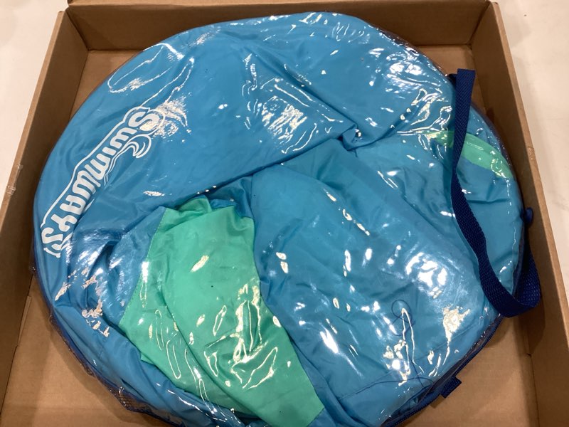 Condition photo showing As Is for swimways spring float premium recliner pool lounger, inflatable pool floats adult with fast inflation for ages 15 & up, sky blue blue recliner (new version)