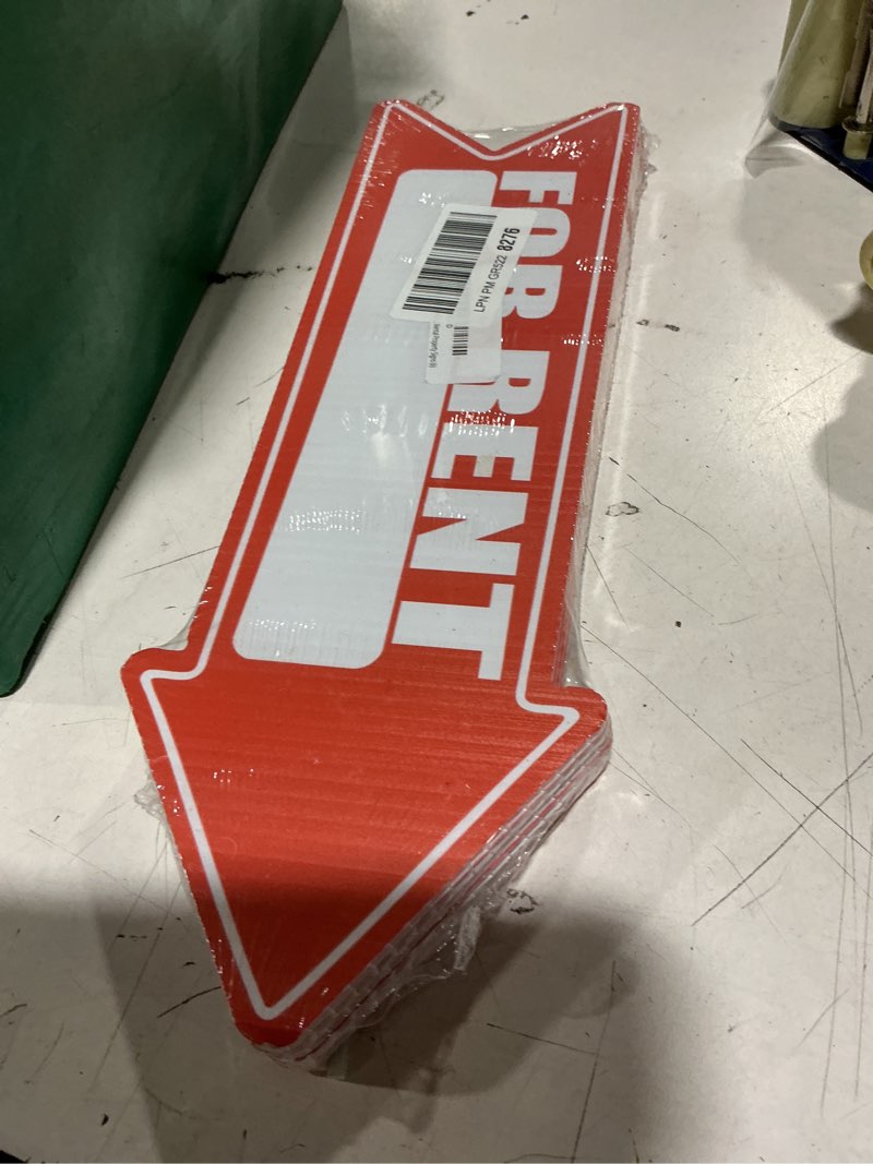 Condition photo showing New/Like New for red for rent arrows yard sign double sided with stakes large 16 inch by 5 inch arrow bright rental property signs (6)