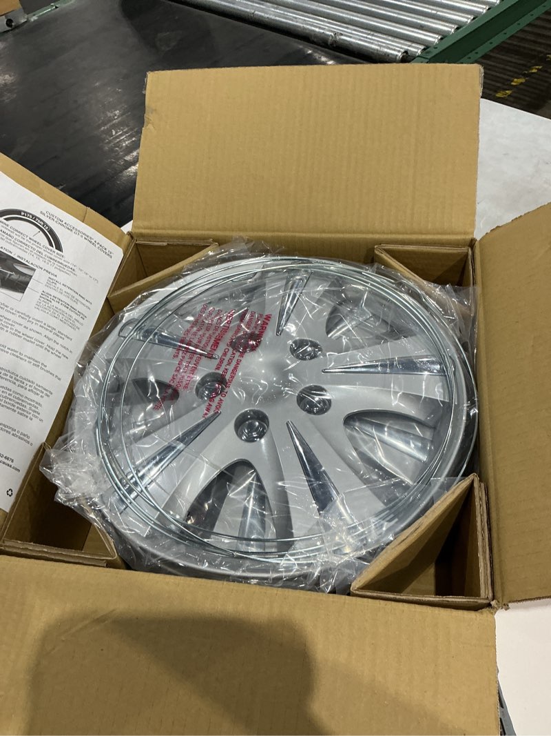 custom accessories 4-pack 15" sgt-5 wheel covers, replacement hubcaps for cars, trucks, suvs — silve