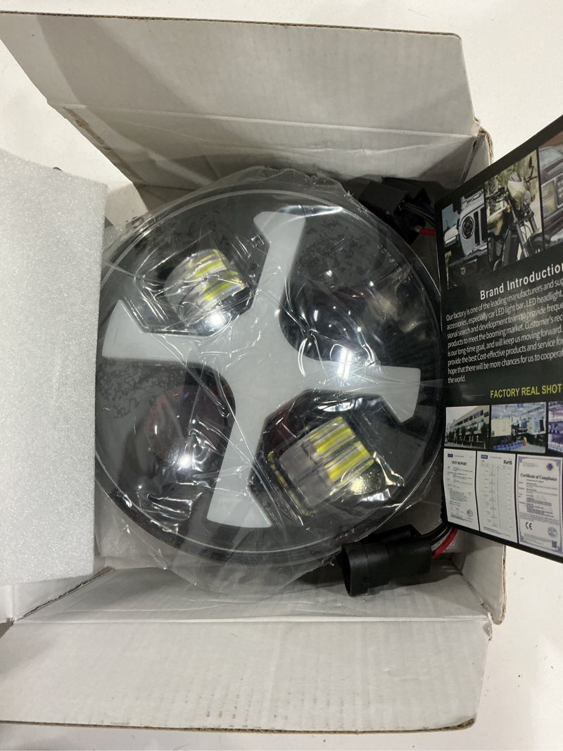 Condition photo showing New/Like New for mondeview 7 inch led headlight for motorcycle with high/low sealed beam compatible with street glide,softail heritage,road king,electra glide