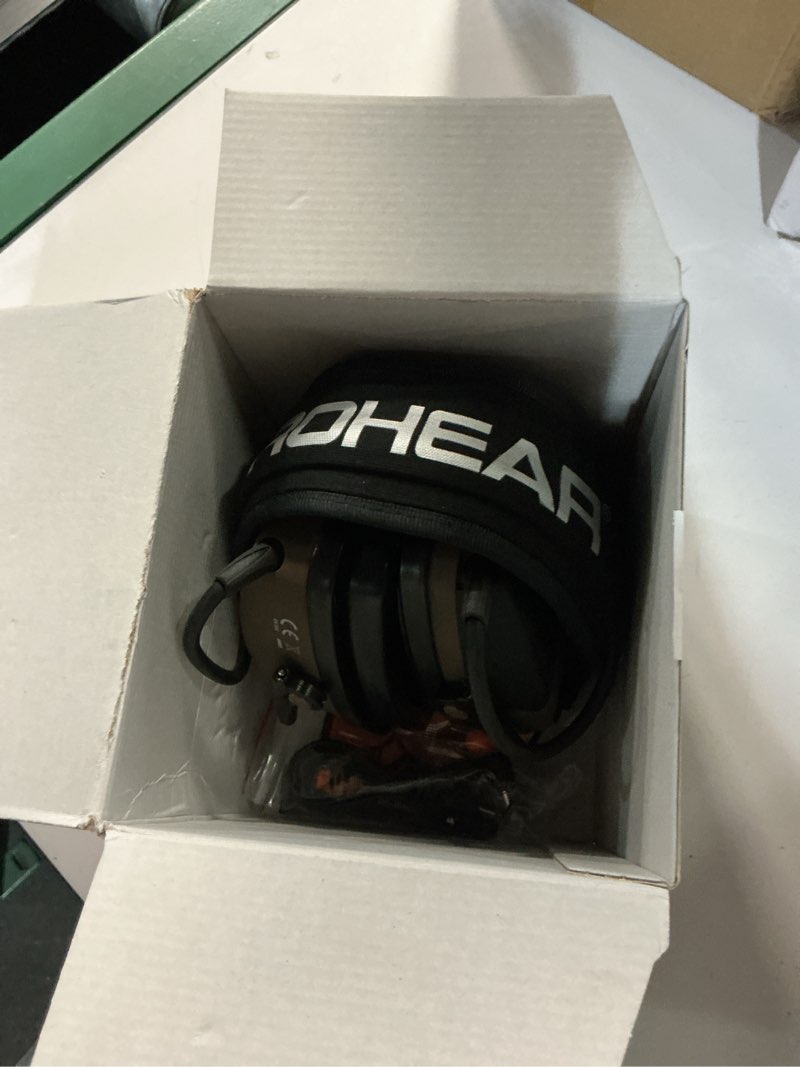 Condition photo showing As Is for prohear 022 electronic shooting earmuffs with gel cooling ear cushions-29db snr noise reduction for hunting&gun range electronic-silicone ear pads-green