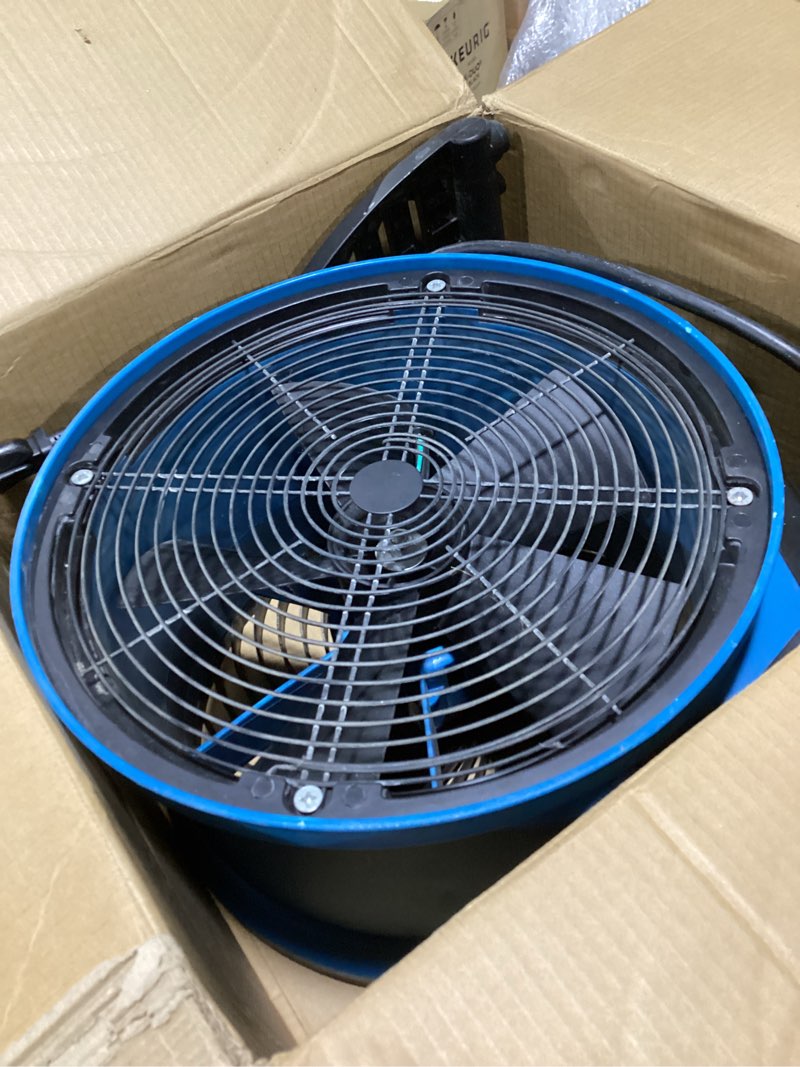 Condition photo showing As Is for XPOWER P-26AR Industrial Axial Air Mover, Blower, Fan with Build-in Power Outlets for Water Damage Restoration, Home and Plumbing Use - 1 Amp, 1300 CFM, 4 Speeds , Blue