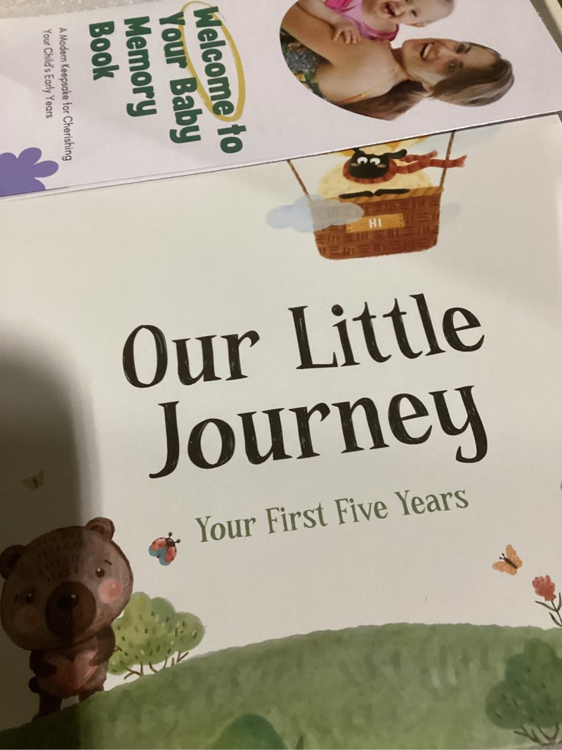 Condition photo showing New/Like New for baby memory book keepsake – simple & personalized first 5 years milestone journal for baby boy or girl – gender neutral baby journal, baby scrapbook & photo album, newborn keepsake gift modern