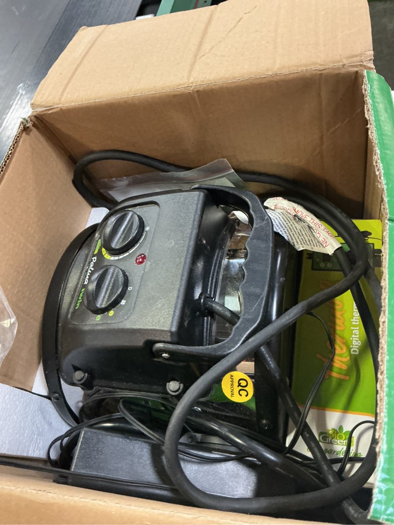 Condition photo showing Good Condition for BioGreen Electric Greenhouse Heater & Fan with Digital Thermostat PALMA | 1500 Watts, 5100 BTU/hr | 5800 ft³/h Air Circulation -58 to 210.2°F | Stainless Steel | Spraywater Proof