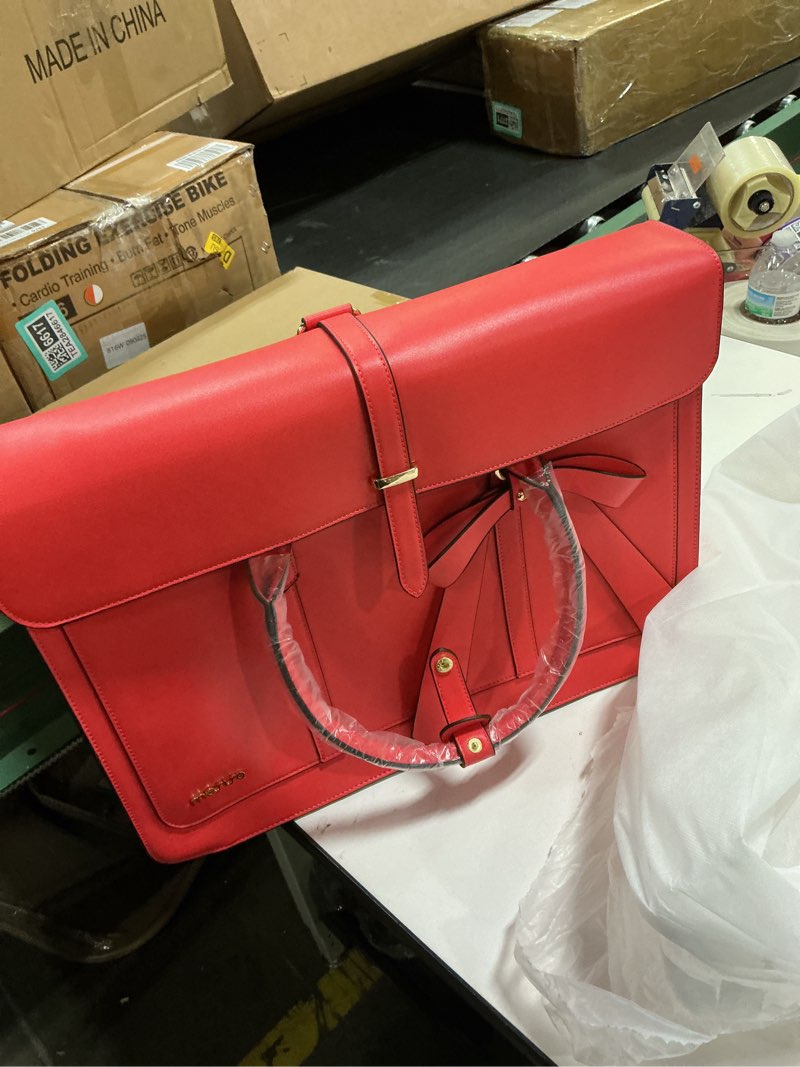 Condition photo showing New/Like New for MOSISO Laptop Bag for Women, 15-15.6 inch PU Leather Laptop Shoulder Bags Convertible Backpack, 16 inch Messenger Bags Casual Handbag Work Briefcase Travel Computer Bag with Bowknot, Coral Coral 16 inch
