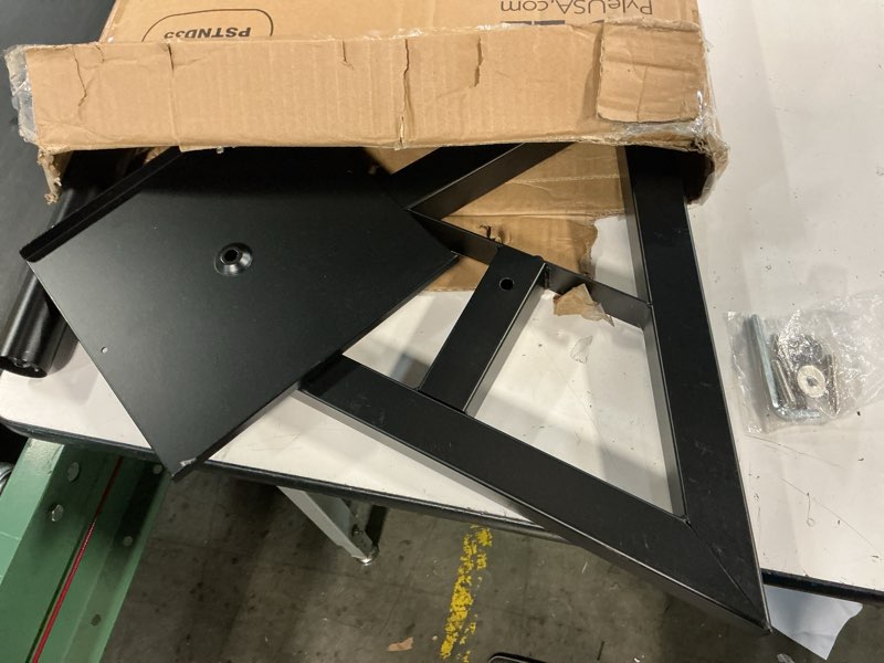 Condition photo showing Good Condition for pyle speaker stand pair of sound play 1 and 3 holder - telescoping height adjustable from 26” - 52” inch high heavy duty three-point triangle base w/ floor spikes and 9” square platform, black speaker amplifier stand