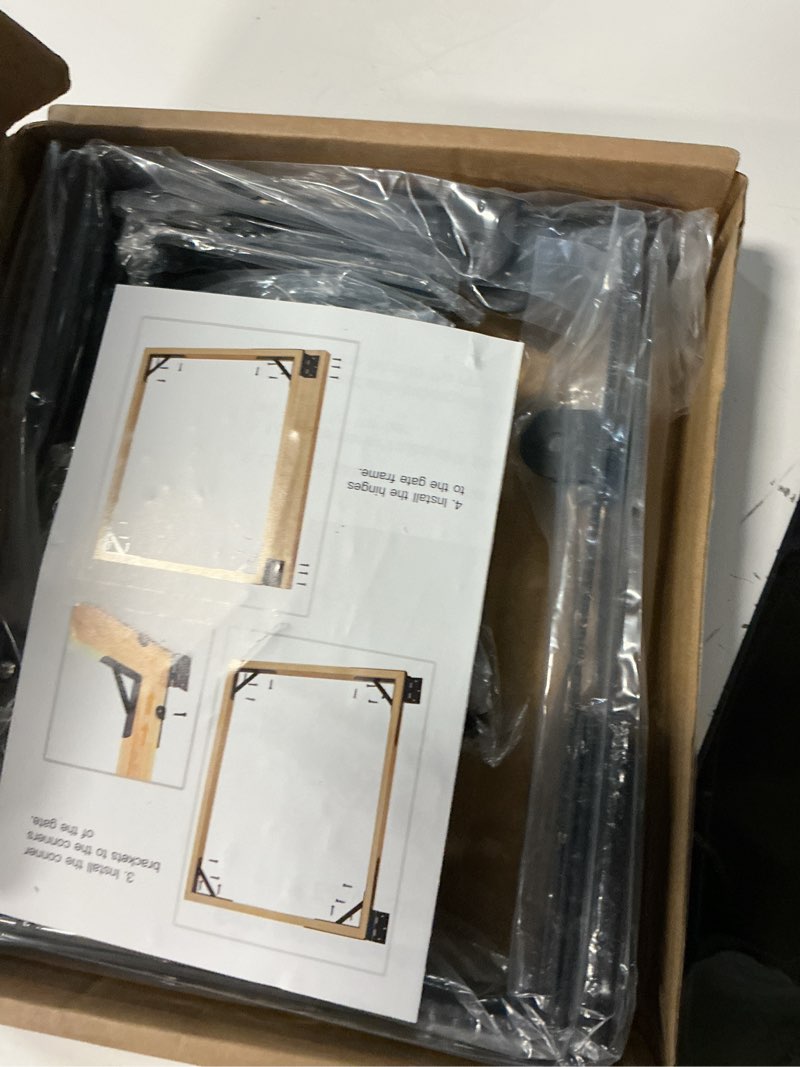 Condition photo showing Good Condition for gate corner brace bracket anti sag gate frame hardware kit for wooden gate fence with a latch 2 set black