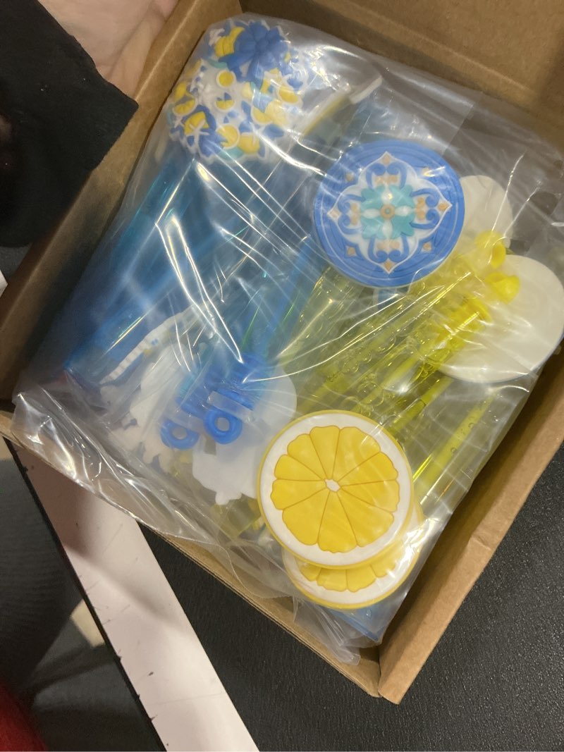 Condition photo showing New/Like New for 24 Pcs Lemon Bubble Wands Capri Tiles Lemon Party Favors Blue Yellow Bubble Wand for Birthday Party Supplies Holiday Summer Outdoor Shower Goodie Bag Stuffers Gift Prizes
