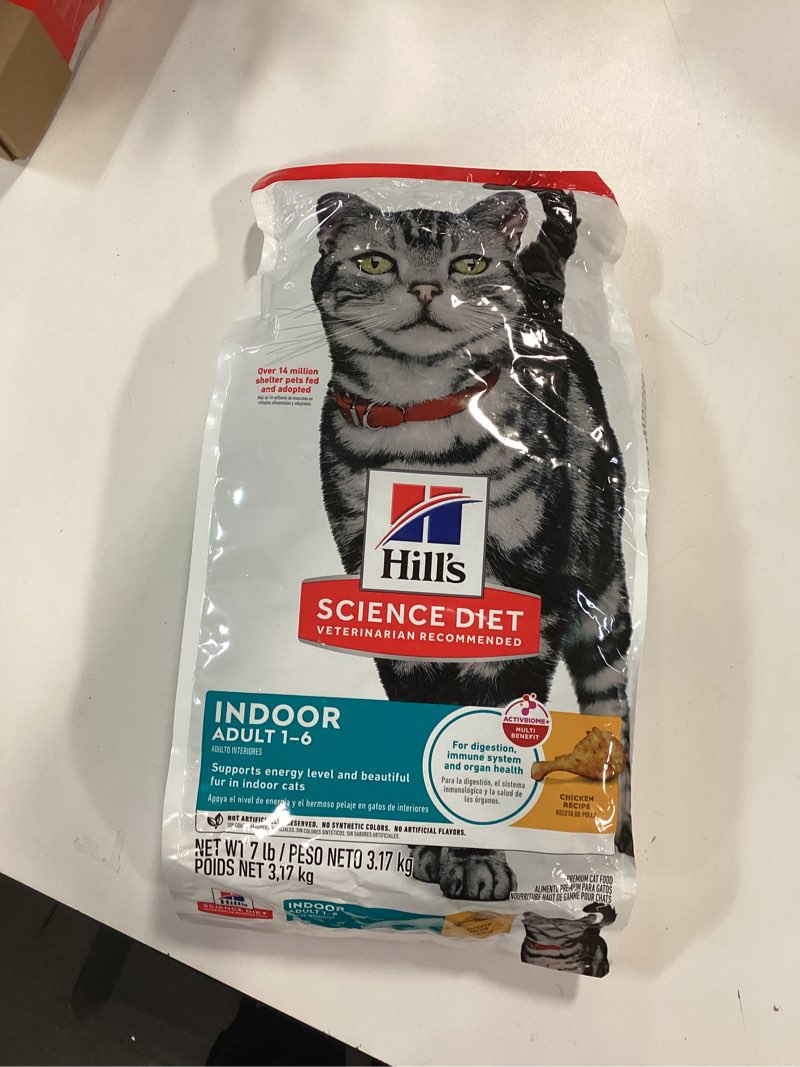 Condition photo showing New/Like New for Hill's Science Diet Indoor, Adult 1-6, Easy Litter Box Cleanup, Dry Cat Food, Chicken Recipe, 7 lb Bag (BEST BY 11/2026)