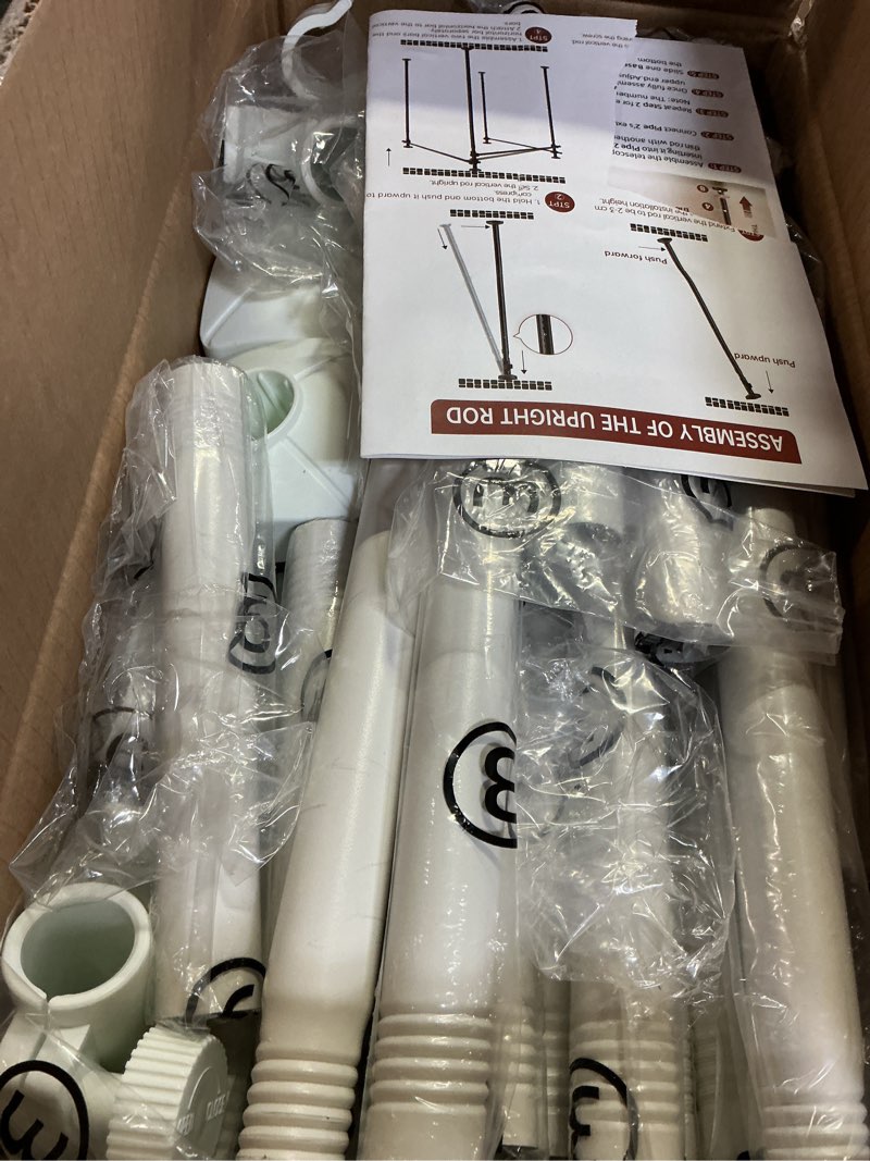 Condition photo showing Good Condition for room divider no drilling curtain rod wall divider for room separation, 4-10ft(h) 28-209inch(w) adjustable temporary privacy wall divider, heavy duty partition separator freestanding tension, white white 28-209inch