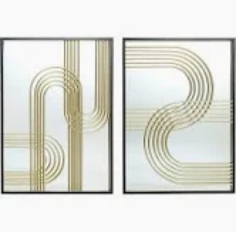 Set Of 2 Modern Iron Loops Rectangular Accent Wall Mirrors(incomplete ) 30 x20 