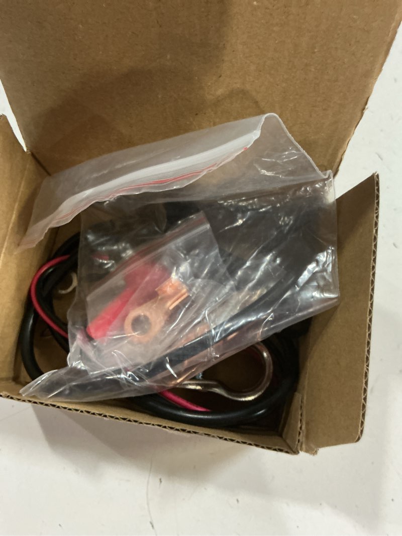 Condition photo showing As Is for remote battery disconnect switch 12v, 250a, battery cut off switch anti-theft, prevent battery drain, remote battery kill switch for car, disconnect negative car kill switch anti-theft, truck 250a with long negative wire