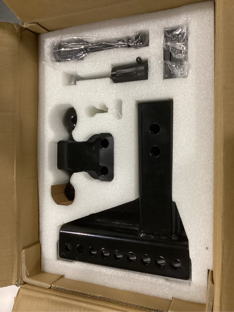 Condition photo showing Good Condition for cammoo adjustable trailer hitch, tow hitch fits 2.5 inch receiver, 6 inch rise/drop hitch, 2" and 2-5/16" ball hitch, 22000 lbs gtw truck hitch with u-shaped alloy steel anti-theft pin, black