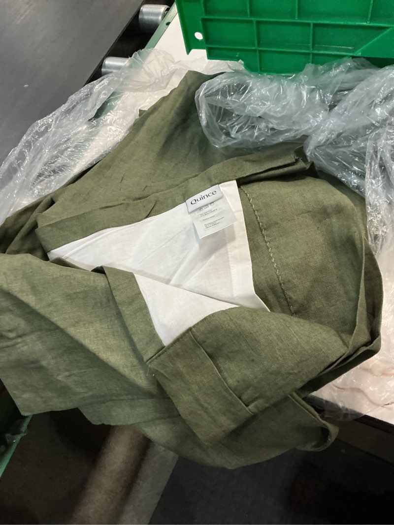 Condition photo showing Good Condition for quince european linen room darkening curtain - single panel hunter green