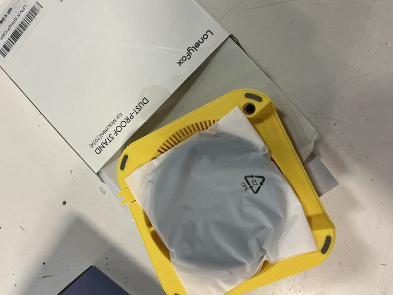 Condition photo showing Good Condition for lonelyfox mac mini m4 & m4 pro stand with front power button access, anti-dust cooling base, non-slip desktop holder for 2024 mac mini, replaceable button caps (yellow)