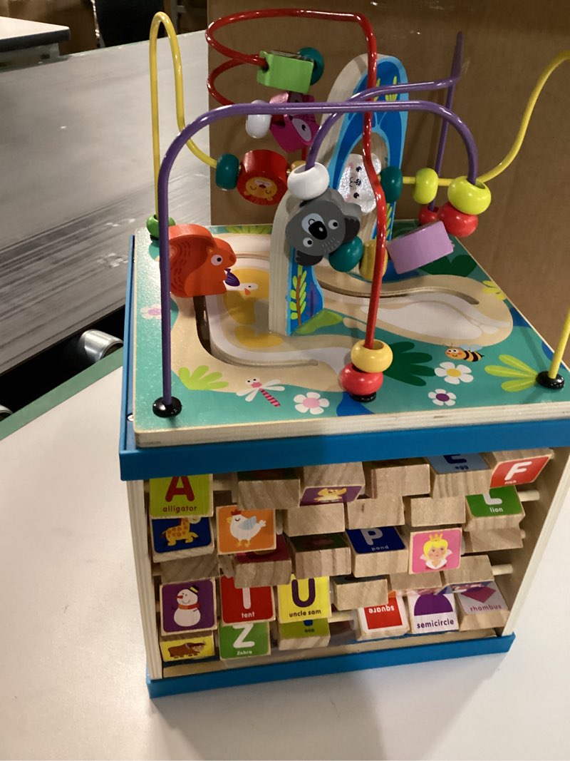 Condition photo showing Good Condition for Qilay Wooden Activity Cube for Toddlers, 5 in 1 Multipurpose ABC-123 Abacus Early Educational Montessori Toys, Learning Toys for 3 Year Old | Bead Maze, Great for Boys Girls Toddlers