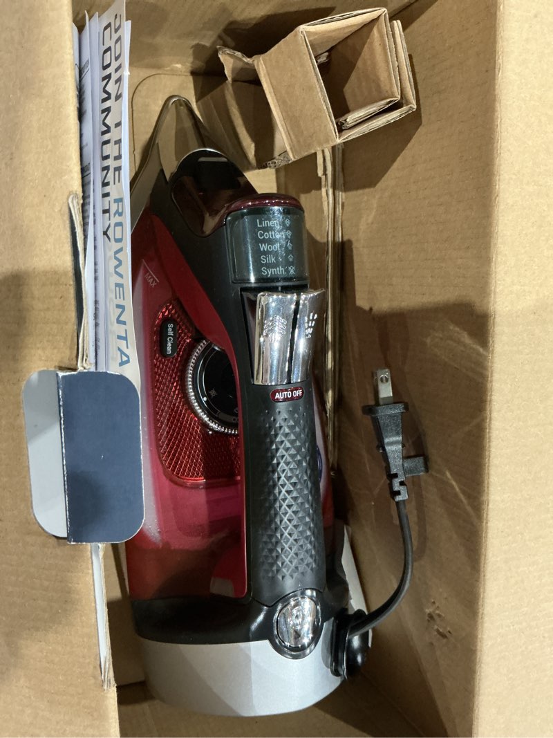 Condition photo showing Good Condition for rowenta iron, focus excellence stainless steel soleplate steam iron for clothes, retractable cord, 400+ microsteam holes, powerful steam, led display, 1750 w ironing clothes, cordreel, red dw5433 powerful steam boost - retractable cord