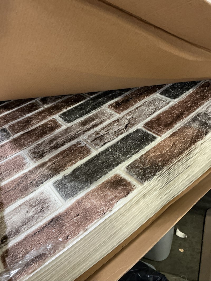 Condition photo showing Good Condition for Art3d 20-Pack105 Sq.Ft Faux Brick 3D Wall Panels Peel and Stick in Gray Brown, Self Adhesive Waterproof Foam Wallpaper for Bedroom, Bathroom, Kitchen 20 Gray/Brown