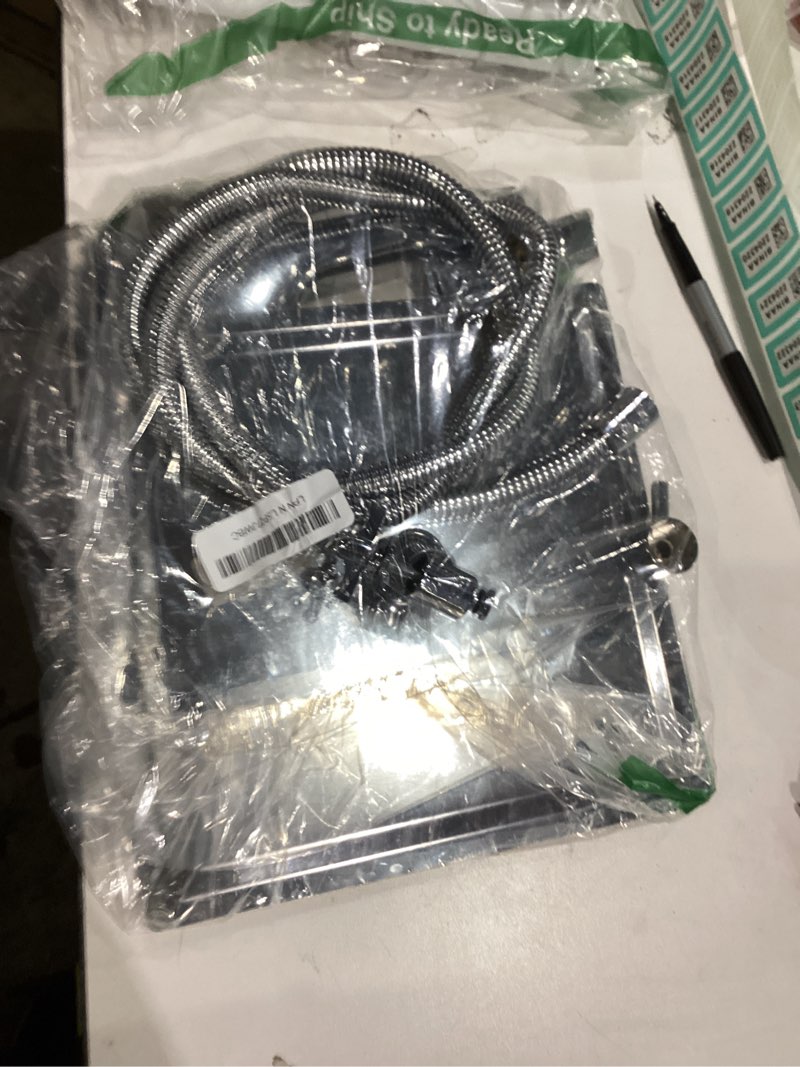 Condition photo showing As Is for shower head combo,10 inch high pressure rain shower head with 11 inch adjustable extension arm and 5 settings handheld ,powerful shower spray against low pressure water with long hose 10" showerhead set chrome