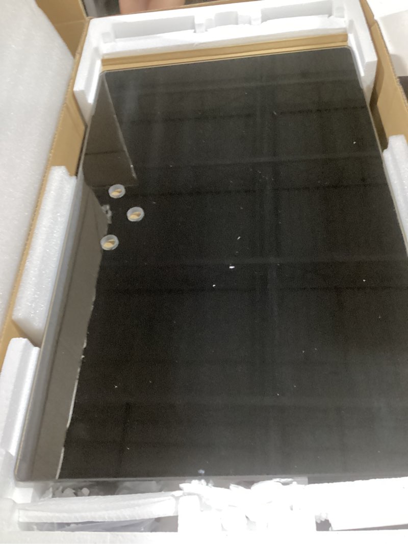 Condition photo showing New/Like New for tavr universal floor tv stand base for 32-75 inch tvs up to 110 lbs with swivel height adjustable mount, black tempered glass base for media storage and space saving black glass base without power strip
