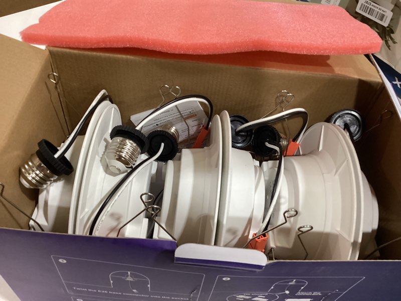 Condition photo showing Good Condition for dusktec smart recessed lighting 6 inch - rgbcw color changing led 13w can light retrofit recessed lights 1050 lumen dimmable recess light compatible with alexa & app recess ceiling lights 6 pack 6 inch-6 pack