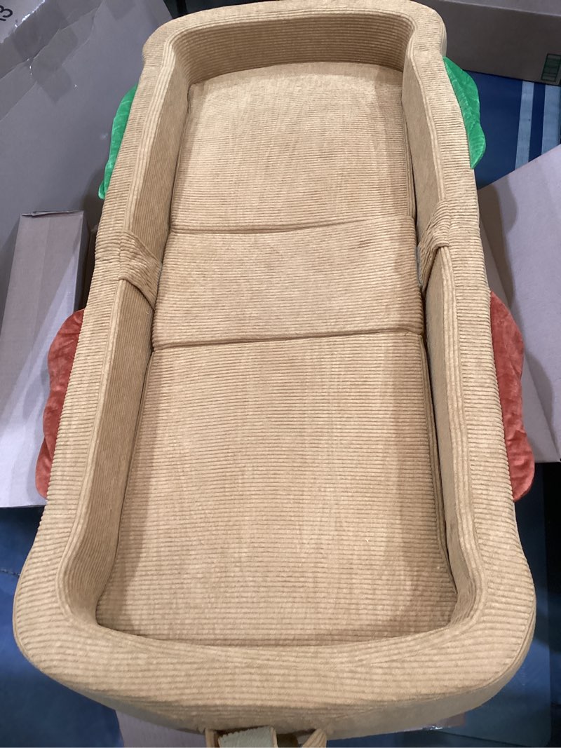 Condition photo showing Good Condition for toddler travel bed sandwich style - portable toddlers floor beds, foldable soft foam travel crib for baby and kid, washable cover toddler cot with safety rail for travel, medium size medium – for toddlers ages 1–4