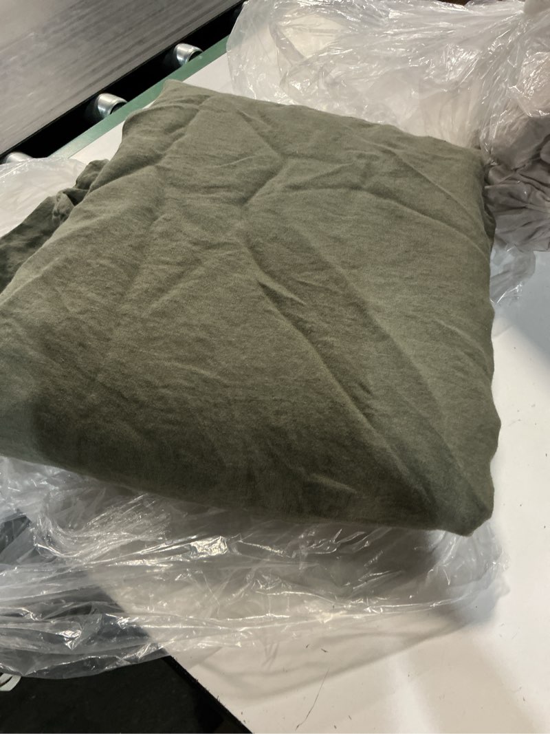 Condition photo showing Good Condition for european linen duvet cover solid: dusty olive size: king/cal king