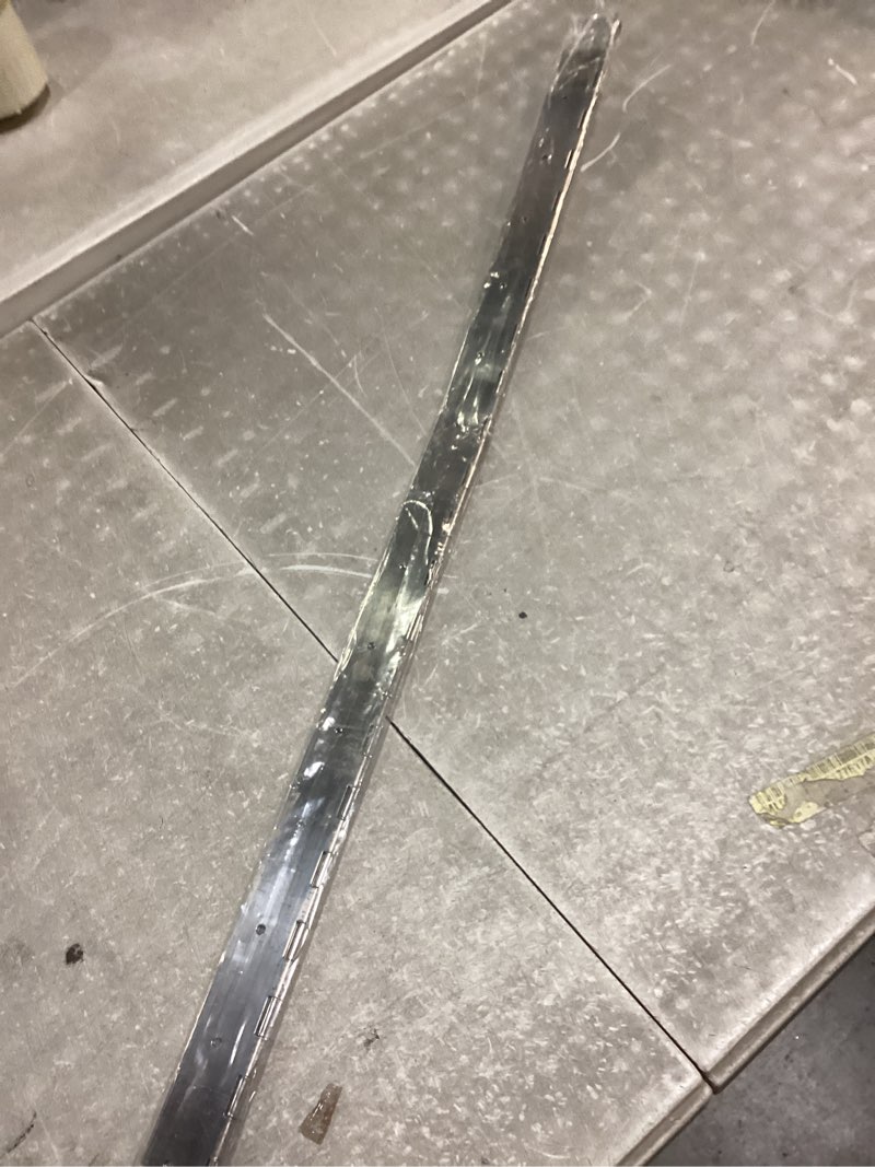 Condition photo showing As Is for Piano Hinge 36 Inch x 3 Inch Heavy Duty Stainless Steel Piano Hinge Continuous Hinge for Cabinet, Door, DIY Wood Boxes, 0.047" Leaf Thickness, Screw Included