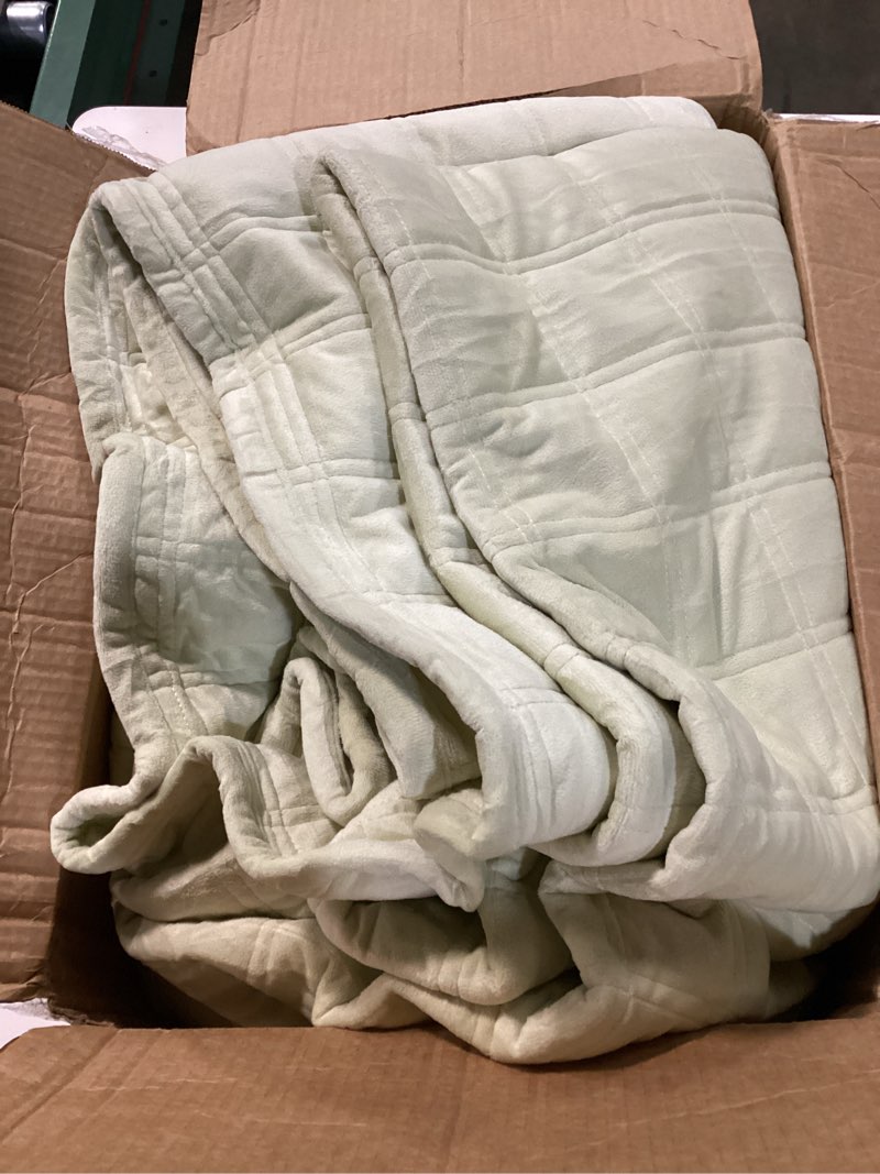 Condition photo showing Good Condition for Fleeco Double-Sided Velvet Quilt King Size Comforter Set, 108"x 96" Lightweight Velvet Bedding Set, Ultra Soft Bedspread with 2 Matching Shams, for All Seasons, Sage Green Sage Green King/Cal King (Double-Velvet)