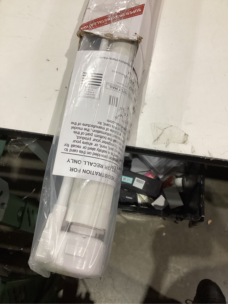 Condition photo showing New/Like New for Reinforced 80 Inch Extra Wide Retractable Baby Gate with Support Rods, Indoor/Outdoor Retractable Pet Gates for Wide Openings, 33” Tall Mesh Dog Gate Indoor Extra Long Baby Gates for Decks, White