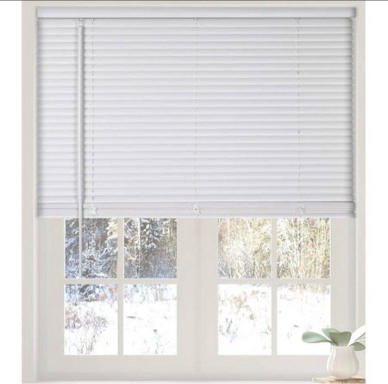 Calyx Interiors 1” Cordless Vinyl Mini Blinds  White  34.5  W x 60  H