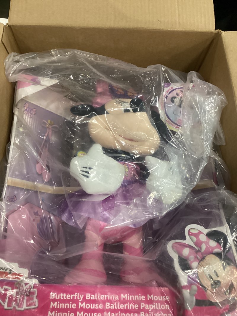 Condition photo showing Good Condition for just play minnie disney junior mouse sing and dance butterfly ballerina lights and sounds plush, sings just like a butterfly, kids toys for ages 3 up
